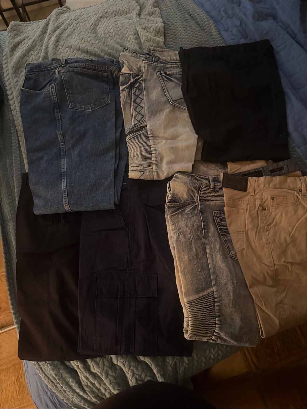 Men's Relaxed Jeans and Chinos Pack - Blue, Black, Tan, Light Wash
